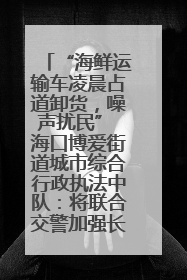 “海鲜运输车凌晨占道卸货，噪声扰民” 海口博爱街道城市综合行政执法中队：将联合交警加强长堤路一带巡逻