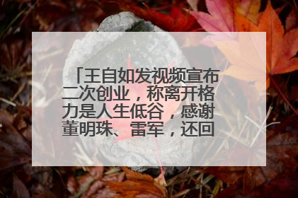 王自如发视频宣布二次创业，称离开格力是人生低谷，感谢董明珠、雷军，还回应了“工资条”：清楚自己要什么……