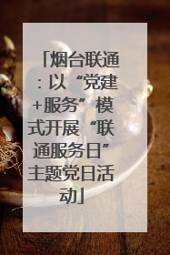 烟台联通：以“党建+服务”模式开展“联通服务日”主题党日活动