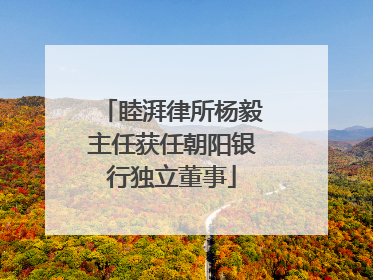 睦湃律所杨毅主任获任朝阳银行独立董事