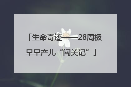 生命奇迹——28周极早早产儿“闯关记”