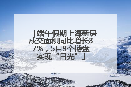 端午假期上海新房成交面积同比增长87%，5月9个楼盘实现“日光”