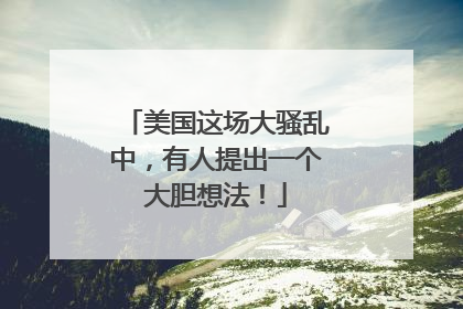 美国这场大骚乱中，有人提出一个大胆想法！