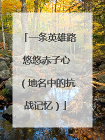 一条英雄路 悠悠赤子心（地名中的抗战记忆）