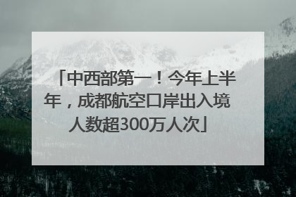 中西部第一！今年上半年，成都航空口岸出入境人数超300万人次