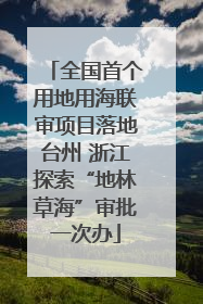 全国首个用地用海联审项目落地台州 浙江探索“地林草海”审批一次办