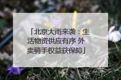 北京大雨来袭：生活物资供应有序 外卖骑手权益获保障