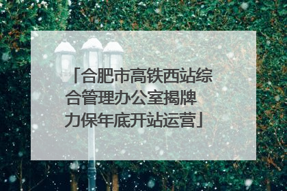 合肥市高铁西站综合管理办公室揭牌 力保年底开站运营