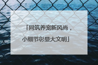 同筑养宠新风尚，小细节彰显大文明