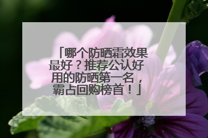 哪个防晒霜效果最好？推荐公认好用的防晒第一名，霸占回购榜首！