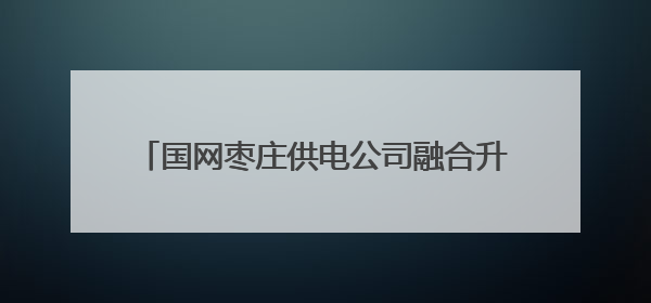 国网枣庄供电公司融合升级城区低压网格化服务