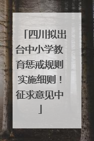 四川拟出台中小学教育惩戒规则实施细则！征求意见中