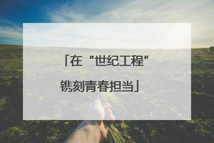 在“世纪工程”镌刻青春担当