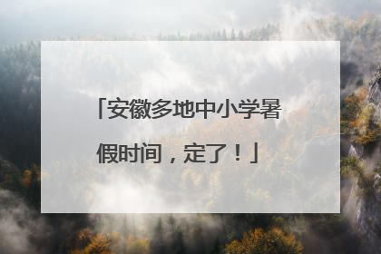 安徽多地中小学暑假时间，定了！