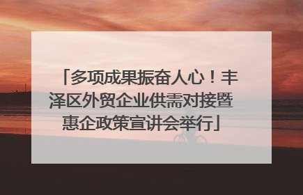 多项成果振奋人心！丰泽区外贸企业供需对接暨惠企政策宣讲会举行
