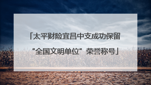 太平财险宜昌中支成功保留“全国文明单位”荣誉称号