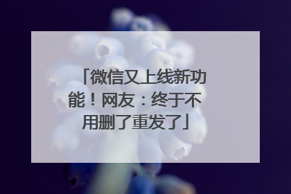 微信又上线新功能！网友：终于不用删了重发了