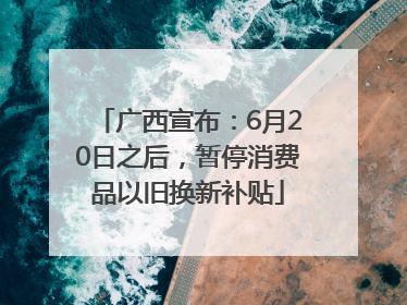 广西宣布：6月20日之后，暂停消费品以旧换新补贴