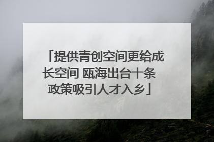 提供青创空间更给成长空间 瓯海出台十条政策吸引人才入乡
