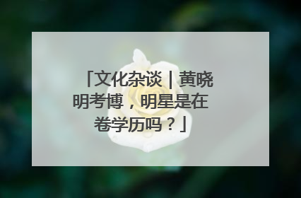 文化杂谈｜黄晓明考博，明星是在卷学历吗？