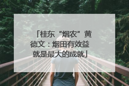 桂东“烟农”黄德文：烟田有效益就是最大的成就