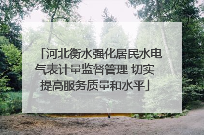 河北衡水强化居民水电气表计量监督管理 切实提高服务质量和水平
