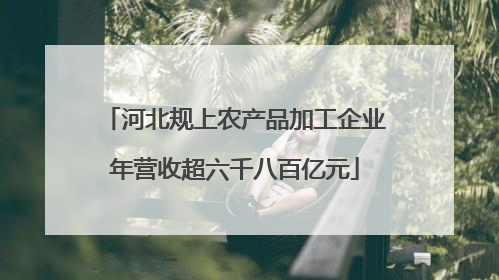 河北规上农产品加工企业年营收超六千八百亿元