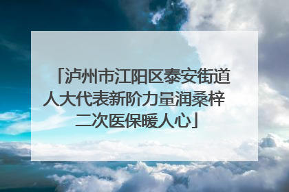 泸州市江阳区泰安街道人大代表新阶力量润桑梓 二次医保暖人心
