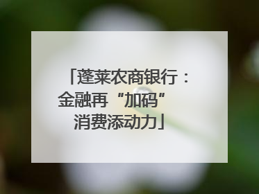 蓬莱农商银行：金融再“加码” 消费添动力