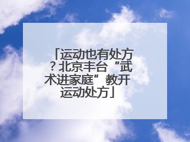 运动也有处方？北京丰台“武术进家庭”教开运动处方