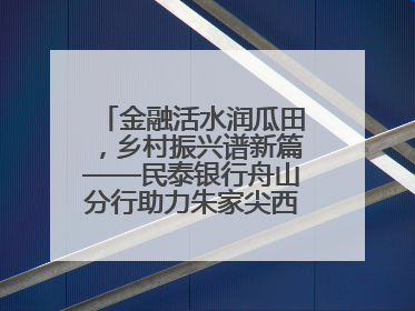 金融活水润瓜田，乡村振兴谱新篇——民泰银行舟山分行助力朱家尖西瓜甜蜜升级