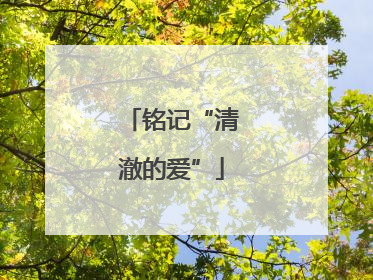 铭记“清澈的爱”