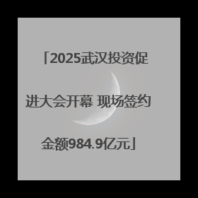 2025武汉投资促进大会开幕 现场签约金额984.9亿元