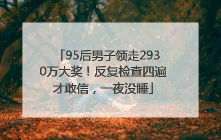 95后男子领走2930万大奖！反复检查四遍才敢信，一夜没睡